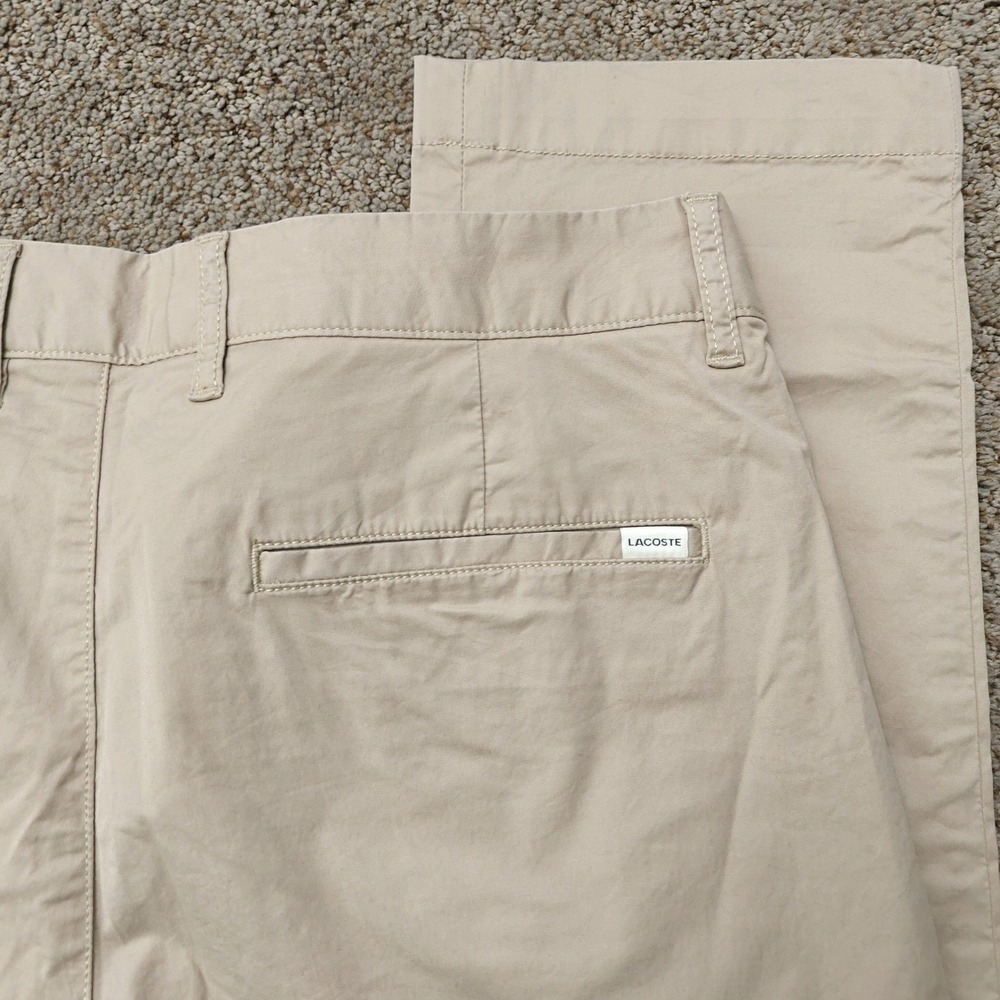 Lacoste Mens Slim Fit Chino Pants Macaroon Beige Cotton Stretch HH2739 US 33 NEW - Picture 14 of 14